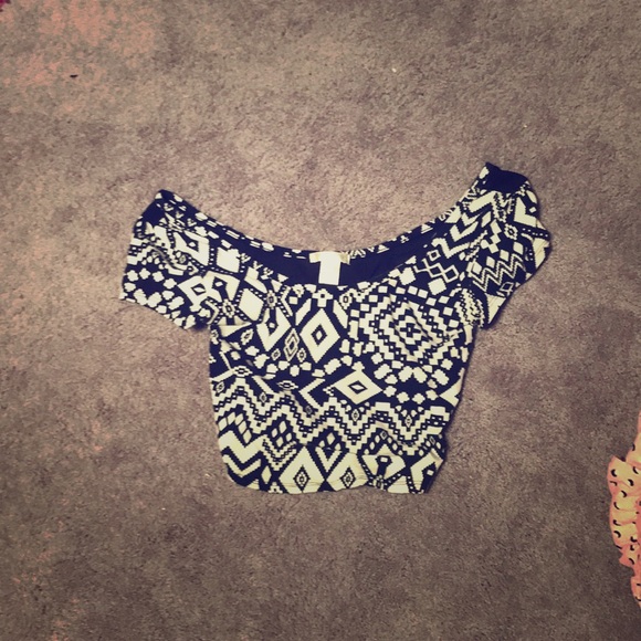 Patterned crop top with Mesh back - Picture 1 of 2